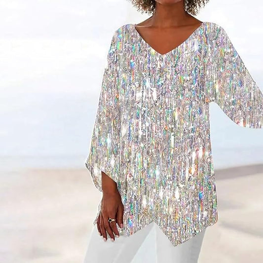 Women's 2024 Summer Tunic Tops Casual Short Sleeve V-Neck Blouse T-Shirts for Leggings Soft Comfortable Vintage Digital Prints Blouse Women Without Buttons